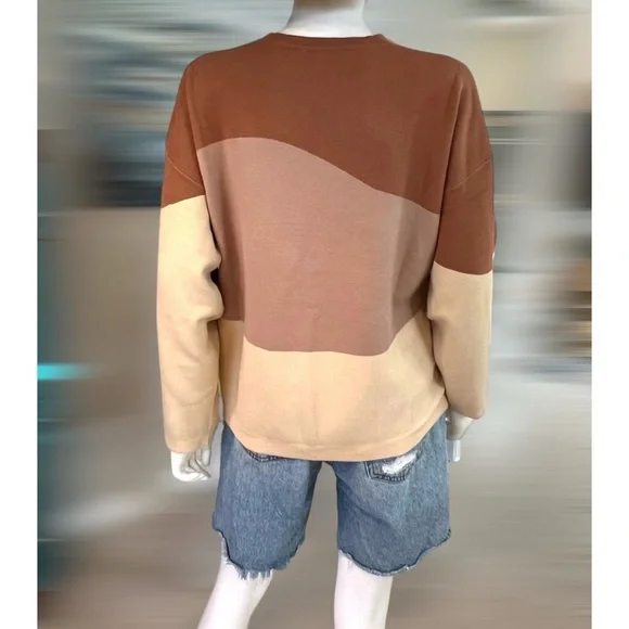 POLAGRAM neutral tones knit sweater size S M L - Picture 4 of 5